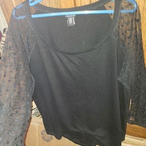 Torrid Black Baseball tee with sexy sleeves size 2